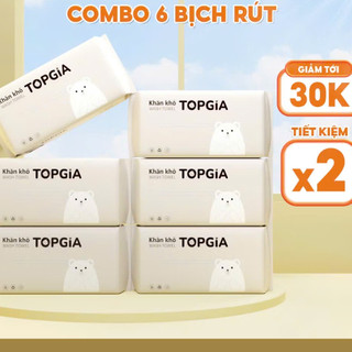  Combo 6 Bịch Khăn mặt khô TopGia cao cấp  dùng 1 lần siêu mềm mịn an toàn cho da - TOPGIA 