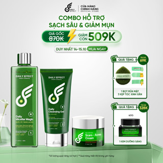 COMBO 3 Nước Tẩy Trang, Sữa Rửa Mặt Dịu Nhẹ và Kem Chấm Mụn Hỗ Trợ Giảm Mụn Daily Effect