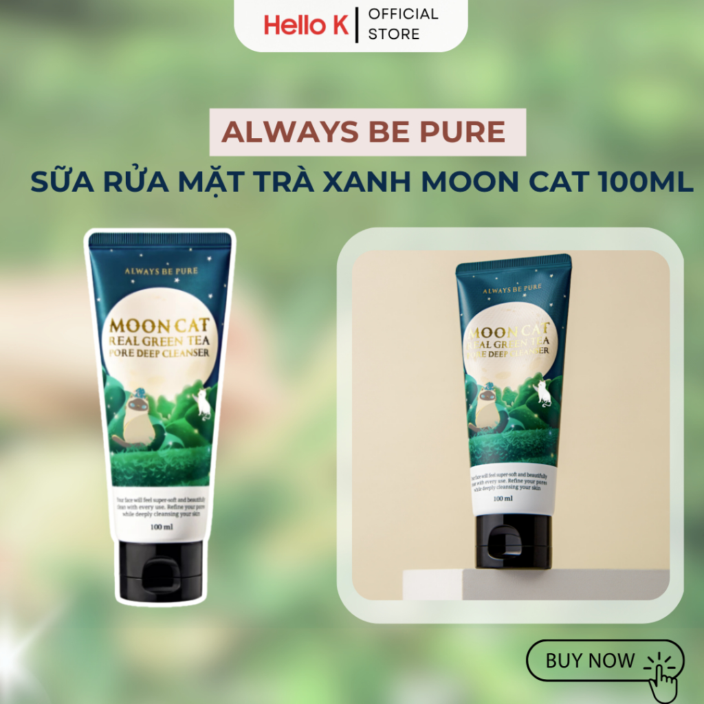 Sửa rửa mặt trà xanh Mooncat ALWAYS BE PURE, dung tích: 100ml