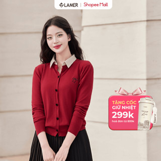 Áo Len Cardigan Phối Cổ Sơ Mi Áo Khoác Len Mỏng Thu Đông VIEN TRAN O61W25Q016