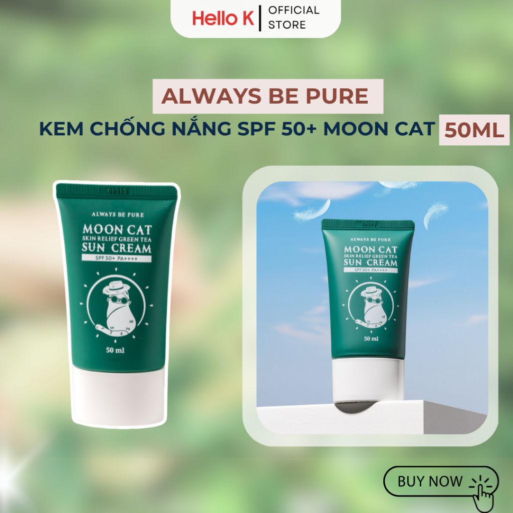 [Always Be Pure] Moon Cat Skin Relief Green Tea Sun Cream-Kem chống nắng dịu nhẹ SPF 50+/ PA++++ 50m