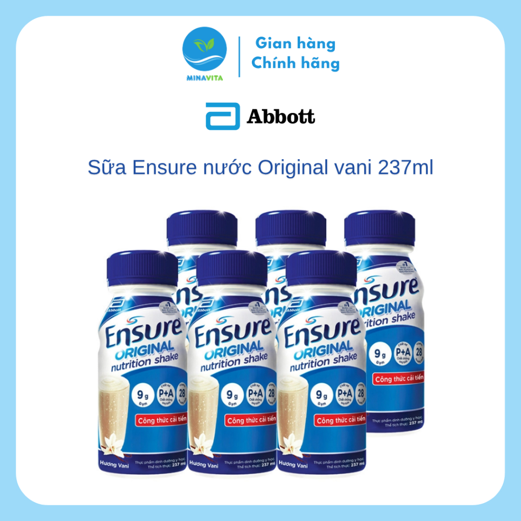 Thùng 24 chai sữa pha sẵn Ensure Original 237ml (date mới)