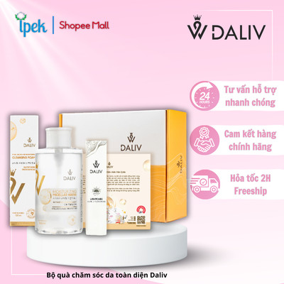 Quà 8/ 3 tặng người thương chăm sóc da toàn diện Daliv ( Nước tẩy trang + sữa rửa mặt + kem chống nắng)