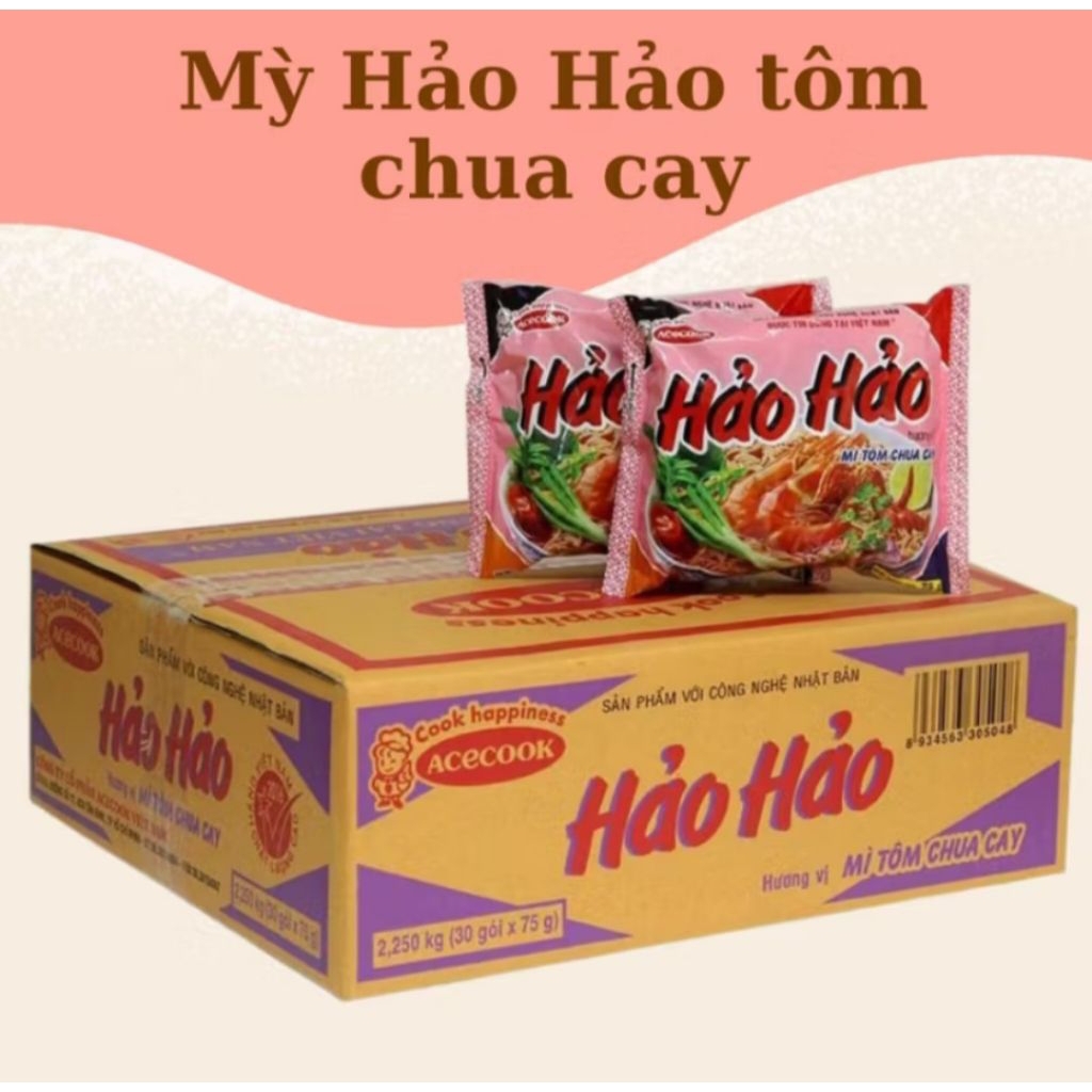 Thùng Mì Tôm Hảo Hảo Acecook chính hãng 30 gói tôm chua cay/ xào chua ngọt/ phở gà