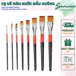 Cọ Vẽ Màu Nước Đầu Vuông Keep Smiling, Dùng Được Gouache Acrylic Sơn Dầu – Họa Phẩm Summer