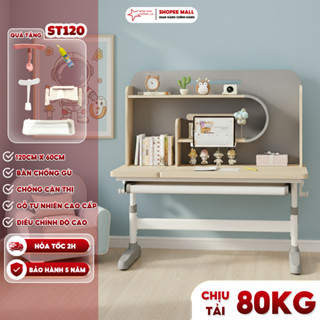 Bàn học sinh thông minh NSTL thiết kế công thái học, chống cận chống gù mặt bàn gỗ nguyên khối 120cm