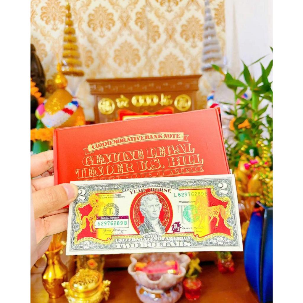 Tết nguyên đán 2026 Tờ 2 Usd Mạ Vàng Hình Con Ngựa 2026 Mỹ, 2 USD Hình Con Ngựa