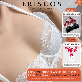 Áo ngực nữ ren Eriscos (TẶNG KÈM MÚT) viền mi quả ngang có gọng nâng ngực áo không mút màu trắng đen