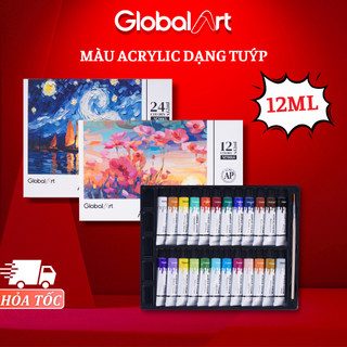  Màu Nước Acrylic Dạng Tuýp 12ml Global Art Chống Nước Tô Tượng Vẽ Vải Màu Vẽ Tươi Đặc Nhanh Khô 