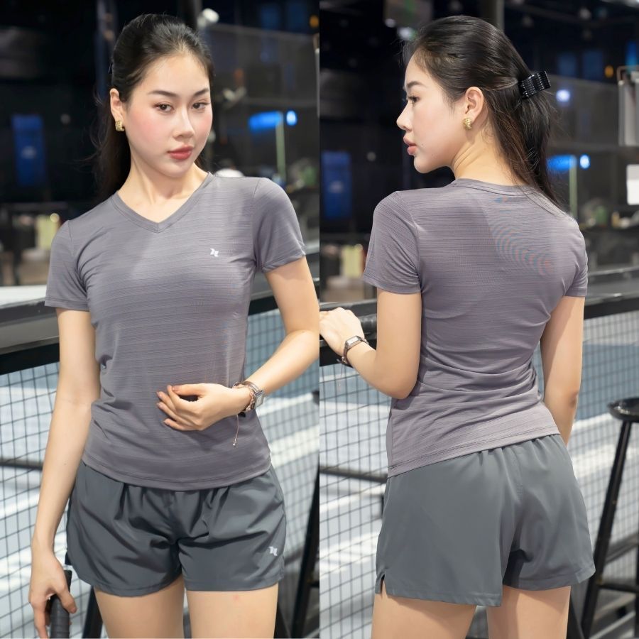 Áo thun thể thao nữ cổ tim REETA tập gym,chạy bộ,cầu lông,yoga...chất vải siêu thoáng mát- A006 | BigBuy360 - bigbuy360.vn