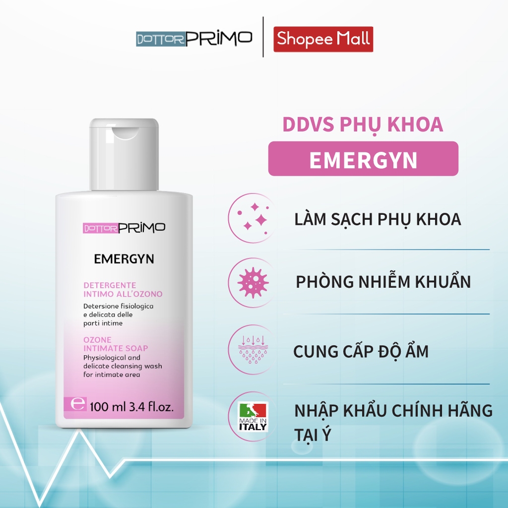 Dung Dịch Vệ Sinh Cho Người Bị Viêm Nhiễm Phụ Khoa DottorPrimo Emergyn (Chai 100ml)