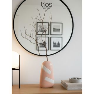 Bình gốm decor tủ console | Bình dẹt tông cam | Lios Homes Decor