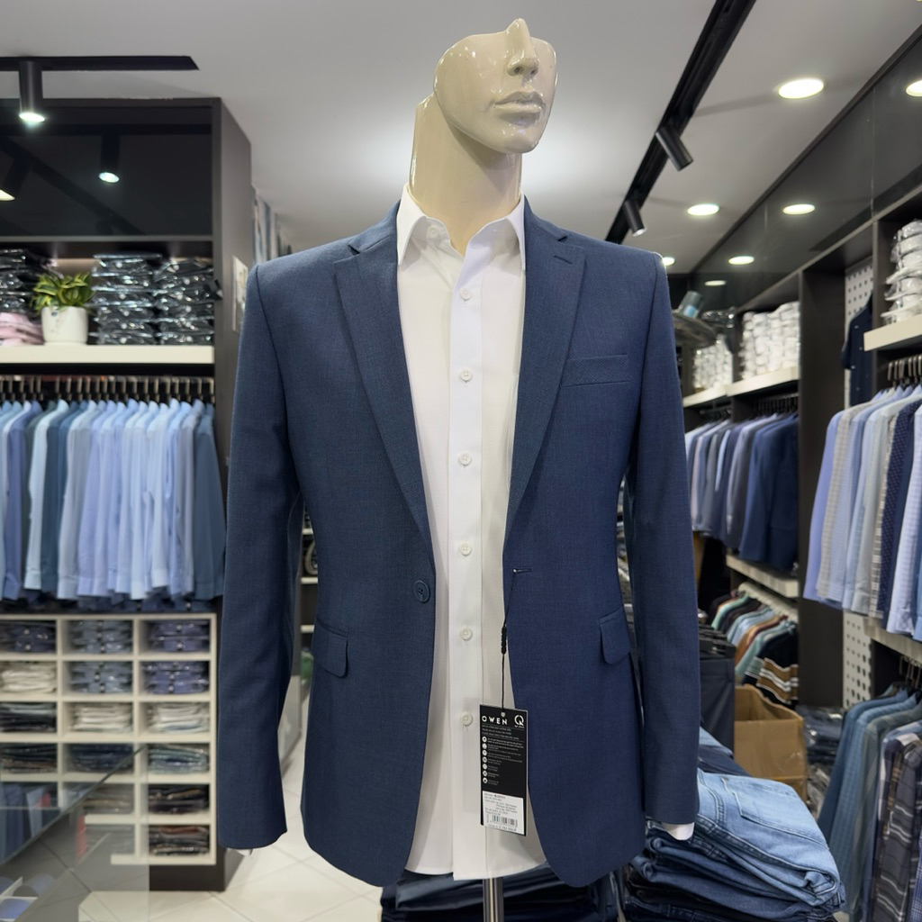 Áo blazer nam Áo vest nam Owen 2 lớp màu xanh đậm regular fit 1 khuy BL241351