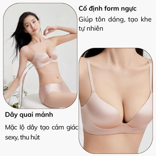  Áo lót su lụa tạo khe Adore – Dây chéo sau không gọng nâng ngực tự nhiên sexy quyến rũ AD004 