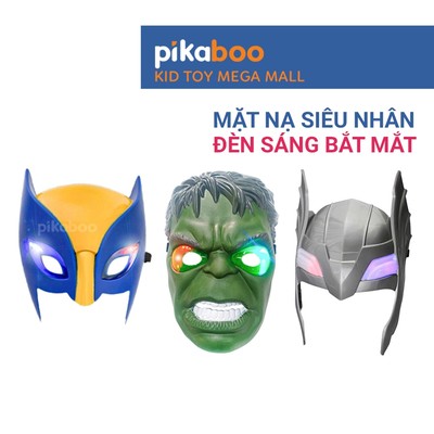 Mặt nạ siêu nhân trung thu cho bé trai Pikaboo, có đèn sáng nhấp nháy bắt mắt