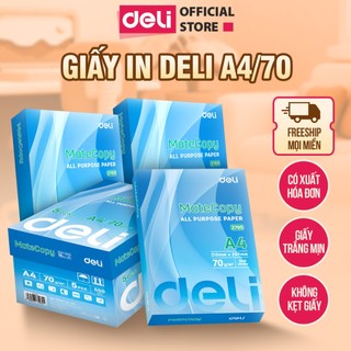  Deli VPP  500 Tờ Giấy A4 Deli Giấy In Photo Cao Cấp Chính Hãng Loại Dày - Giấy Vẽ Chống Lóa Mỏi Mắt 