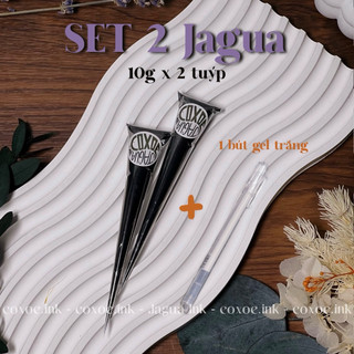  SET 2 Tuýp Jagua 10g Tặng 1 Bút Gel Trắng | Mực Jagua Màu Xanh Đen Vẽ Tạm Thời 10-15 Ngày 
