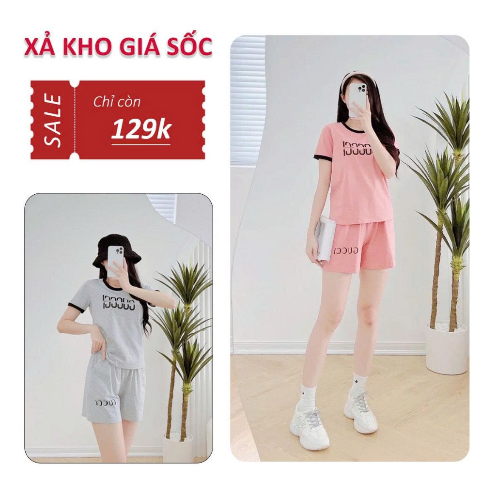 Bộ Mặc Nhà Nữ Ép Chữ Nổi Sắc Nét Chất Vải Cotton 4 Chiều, Bộ Hè Nữ Thoáng Mát Thấm Hút Mồ Hôi Phù Hợp Mùa Hè CS009 | BigBuy360 - bigbuy360.vn
