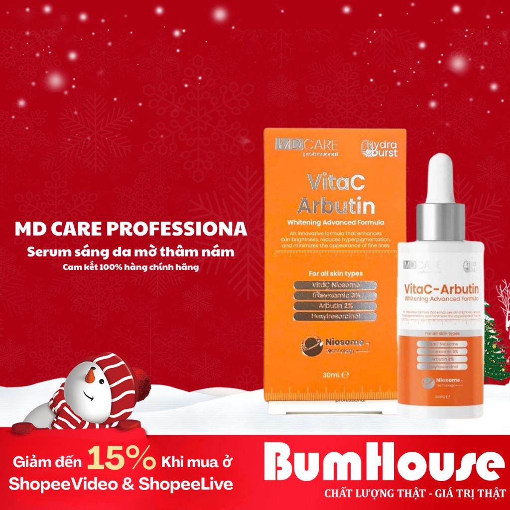 Serum Sáng Da, Giảm Lão Hoá MD CARE VitaC-Arbutin Serum Whitening Advanced Formula 30ml
