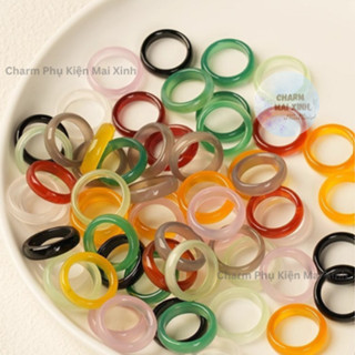   NBLK01  Nhẫn Đá Mã Não Thu Hút Tộc -  Bản Liền Khối Mảnh Nhân Tạo Phong Thuỷ May Mắn Nam Nữ Ngũ Hành Hợp Mệnh 