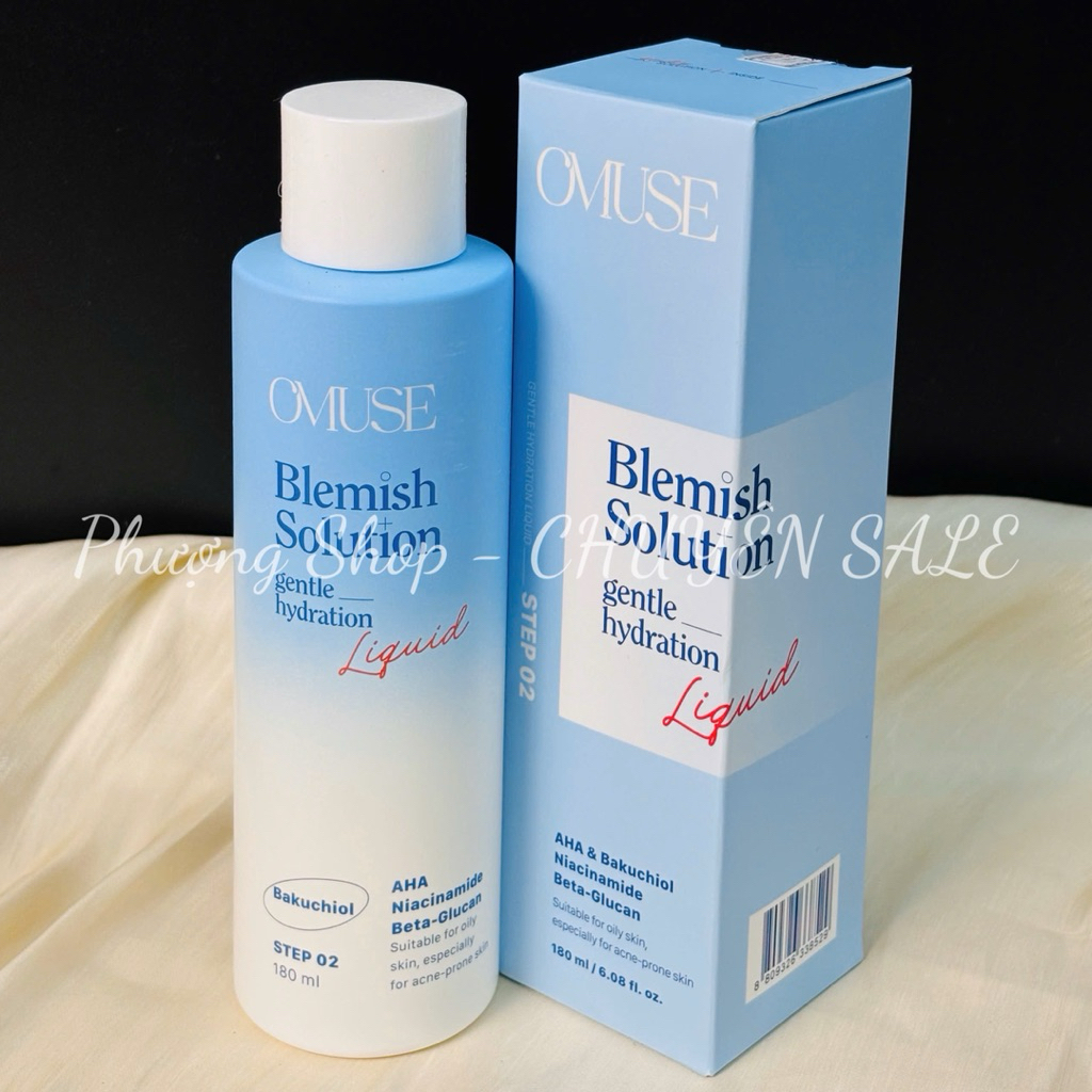 [DATE 09/26] Toner Cân Bằng Da OMUSE 180ml – AHA, Bakuchiol, Niacinamide, Beta-Glucan Cấp Ẩm & Kiềm 