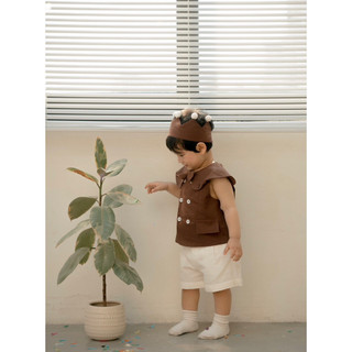Set vest nâu có vương miệng em bé trai (màu choco)