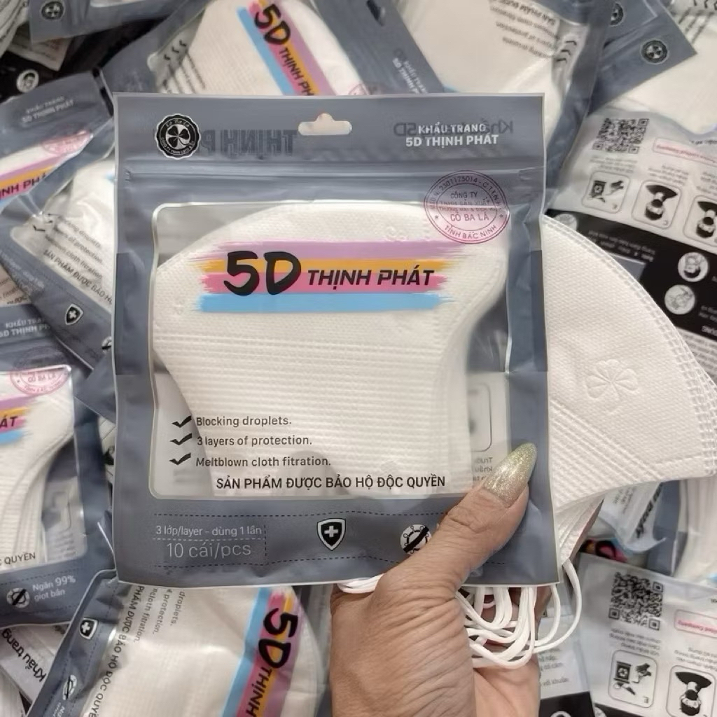 300 chiếc khẩu trang y tế 5D Thịnh Phát 3 lớp kháng khuẩn kháng giọt bắn chống tia UV