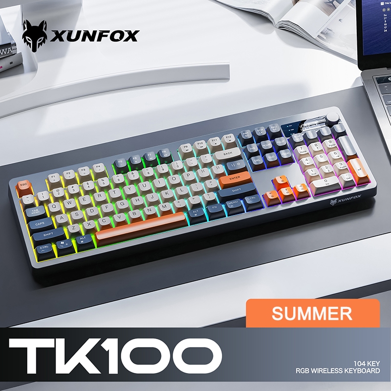 XUNFOX TK100 Bàn Phím Không Dây Dual Mode Bluetooth + 2.4GHz - Đèn RGB | BigBuy360 - bigbuy360.vn