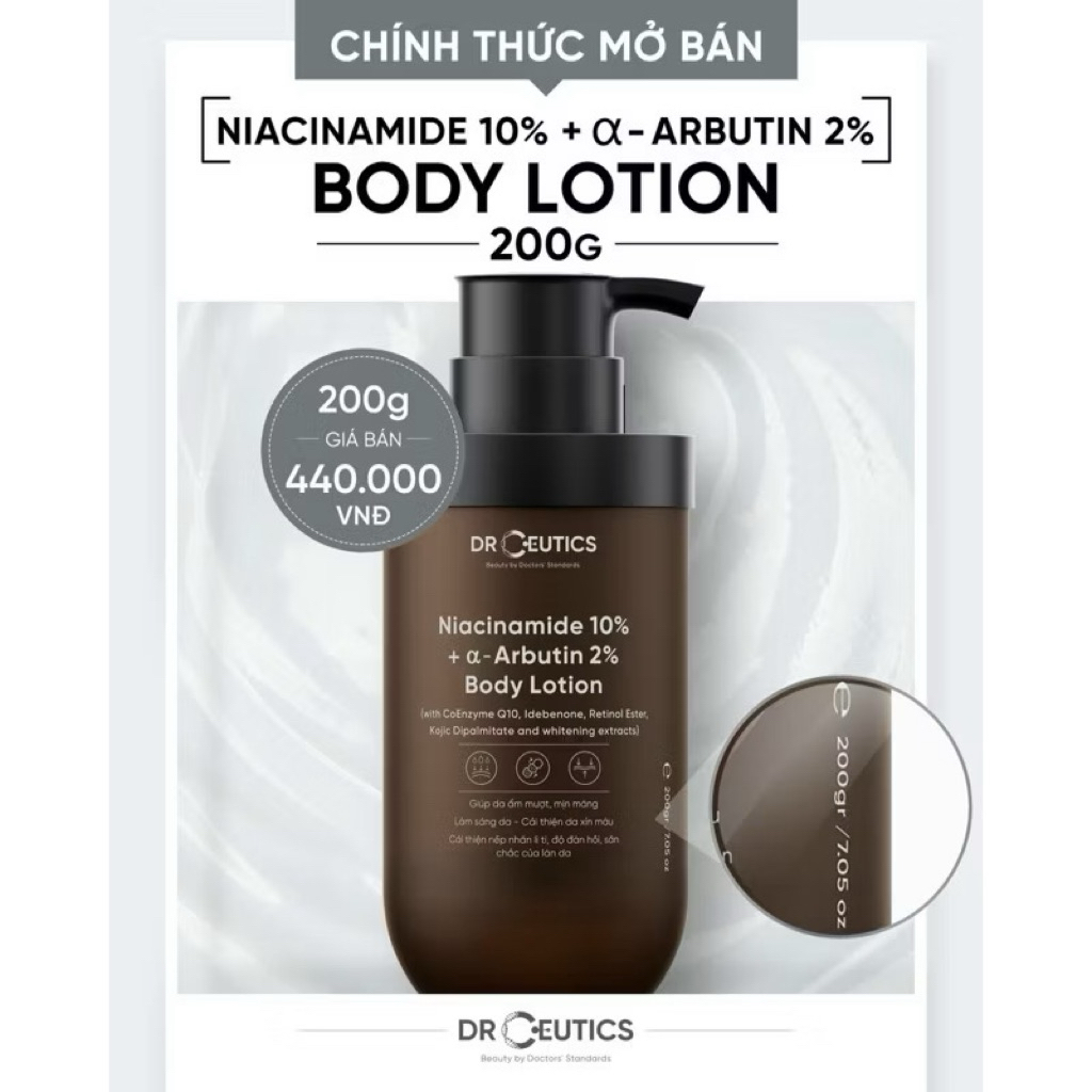 [Chính Hãng] Body lotion trắng da  Dr.Ceutics HEATHY  WHITE BODY