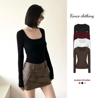  Áo Thun Cổ Vuông Dài tay Siêu co giãn mềm mịn chất Cotton Lông Mịn dày dặn KENCO A1089 