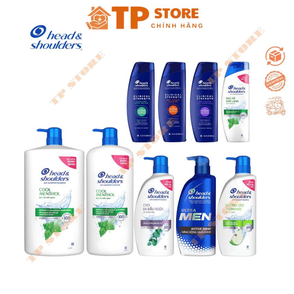 Dầu gội sạch gàu Head & Shoulders Bạc Hà, Giảm Ngứa, Hương Chanh, Ultra Men, Sub Zero Băng Lạnh 320m