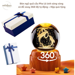  Đèn Ngủ 3D - Quả Cầu Pha Lê Phát Sáng Tự Động Xoay 360 Độ - Đèn decor bàn làm việc Quà tặng 