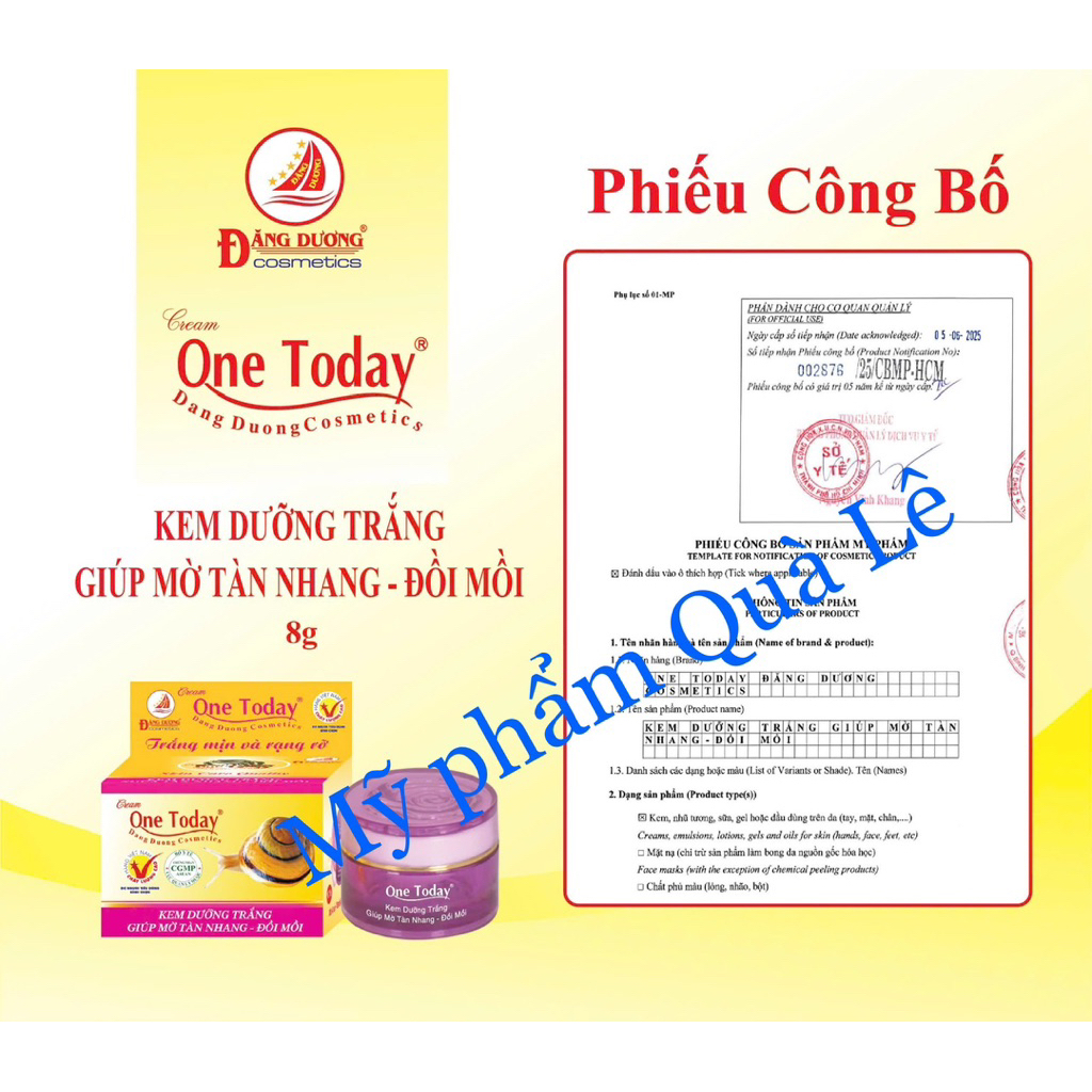 (hủ 8gram) kem ốc sên one today dưỡng trắng da giúp mờ tan nhang đôi môi hủ nhỏ 8gram
