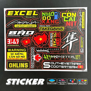[CCD040] Tem Decal Sticker Dán Xe Chống Nước Không Bay Màu - Tem Dán Nhiều Vị Trí Siêu Đẹp