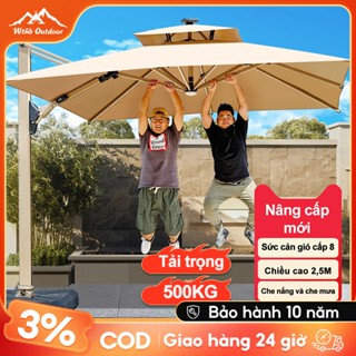 Ô dù sân Vuông 2.5m Mái Chéo Cao Cấp Ngoài Trời Khung Nhôm Xoay 360° Dù Che Nắng Sân Vườn Café