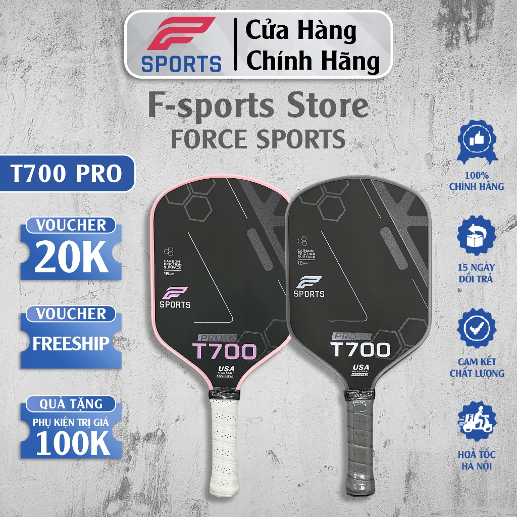 (HOẢ TỐC HN) Vợt Pickleball T700 Pro F-Sports – Carbon T700 Nhám Cao Cấp – Tăng Độ Chính Xác