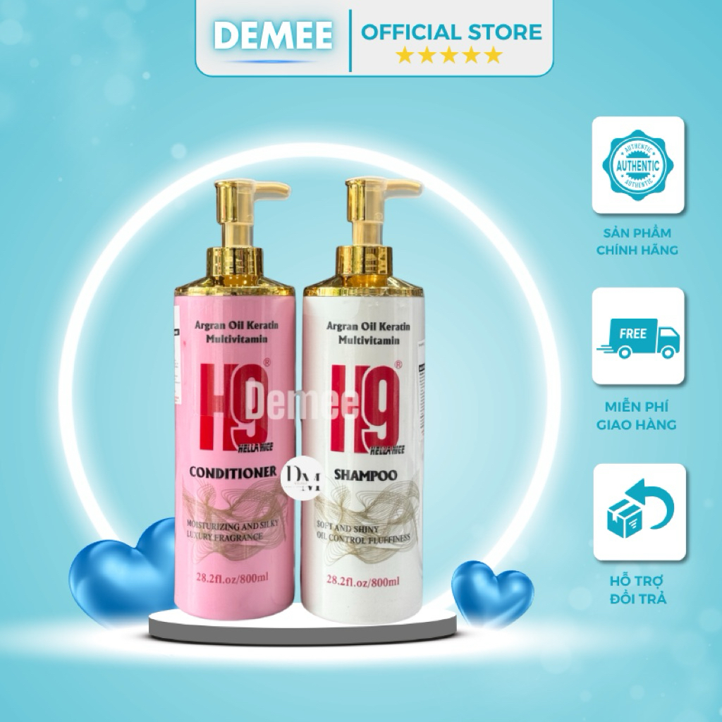 Cặp Gội - Xả H9 Collagen Phục Hồi Tóc Hỗ Trợ Mọc Tóc 800ML