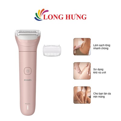 Máy làm sạch lông cho nữ Philips Lady Shaver Series 6000 BRL128/10 - Lưỡi cạo kép đảm bảo sạch lông sát da