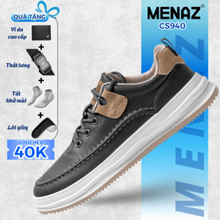  Giày Thể Thao Nam MENAZ CS940 Màu Đen Đế Cao Su Nguyên Khối Êm Nhẹ Da Cao Cấp Kiểu Dáng Trẻ Trung 
