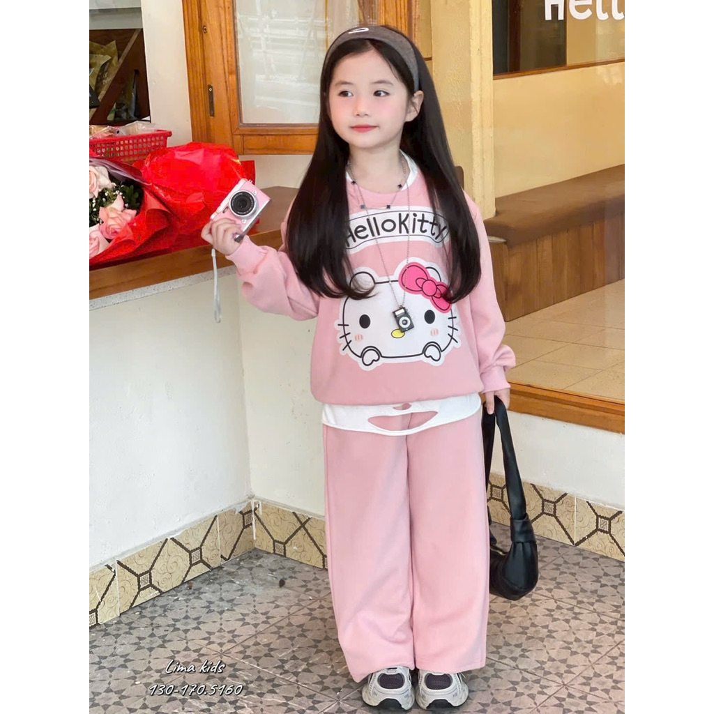 [DoKid]VN01- bộ nỉ 2 da bé gái.mẫu mới thu đông 2025