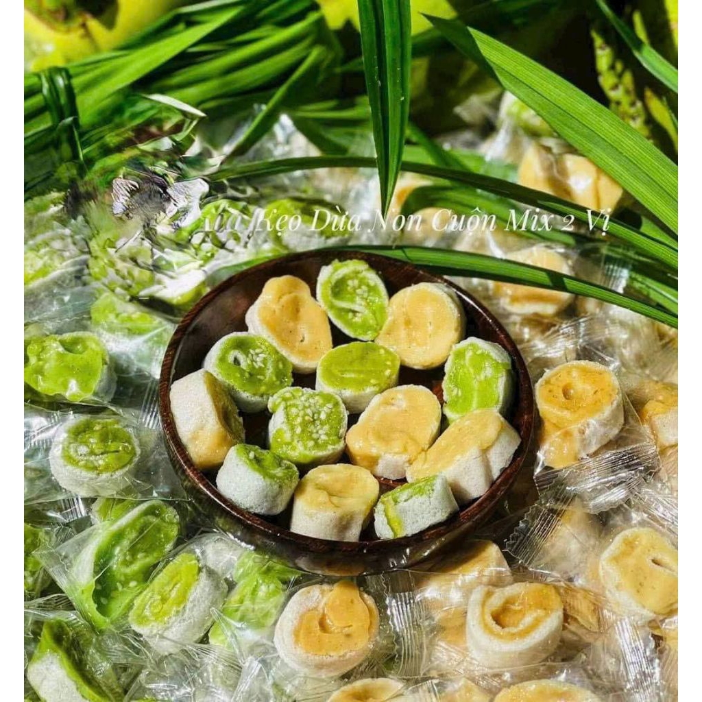 Kẹo dừa non cuộn mini mix  vị 500g (Kẹo dừa non mềm ít ngọt)