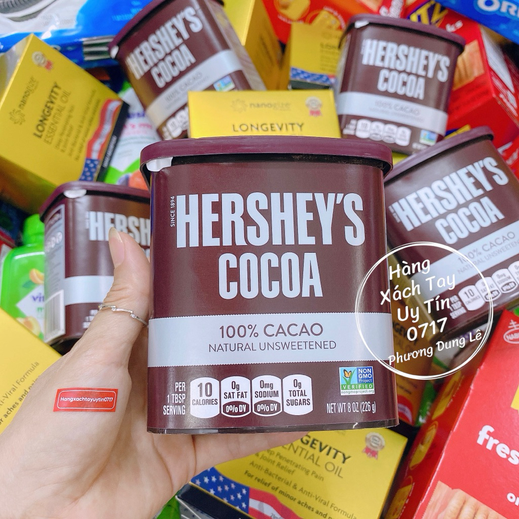 (1 Hũ) 226g bột cacao Hershey's nguyên chất không đường hàng chuẩn Mỹ Hershey's cocoa natural unswee