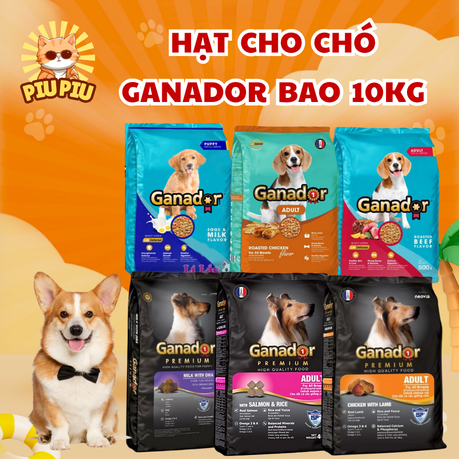 [ SALE ] [Bao xá 10kg] - Thức ăn hạt cho chó Ganador - PiuPiuPet