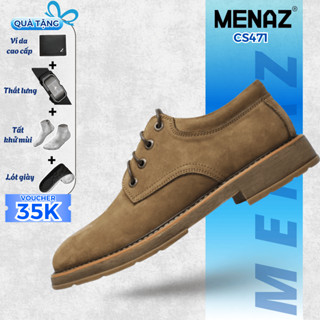 Giày Tây Nam Chunky Derby MENAZ CS471 Da Bò Cao Cấp Đế Khâu Chắc Chắn Tăng Chiều Cao Phong Cách Công Sở Trẻ Trung