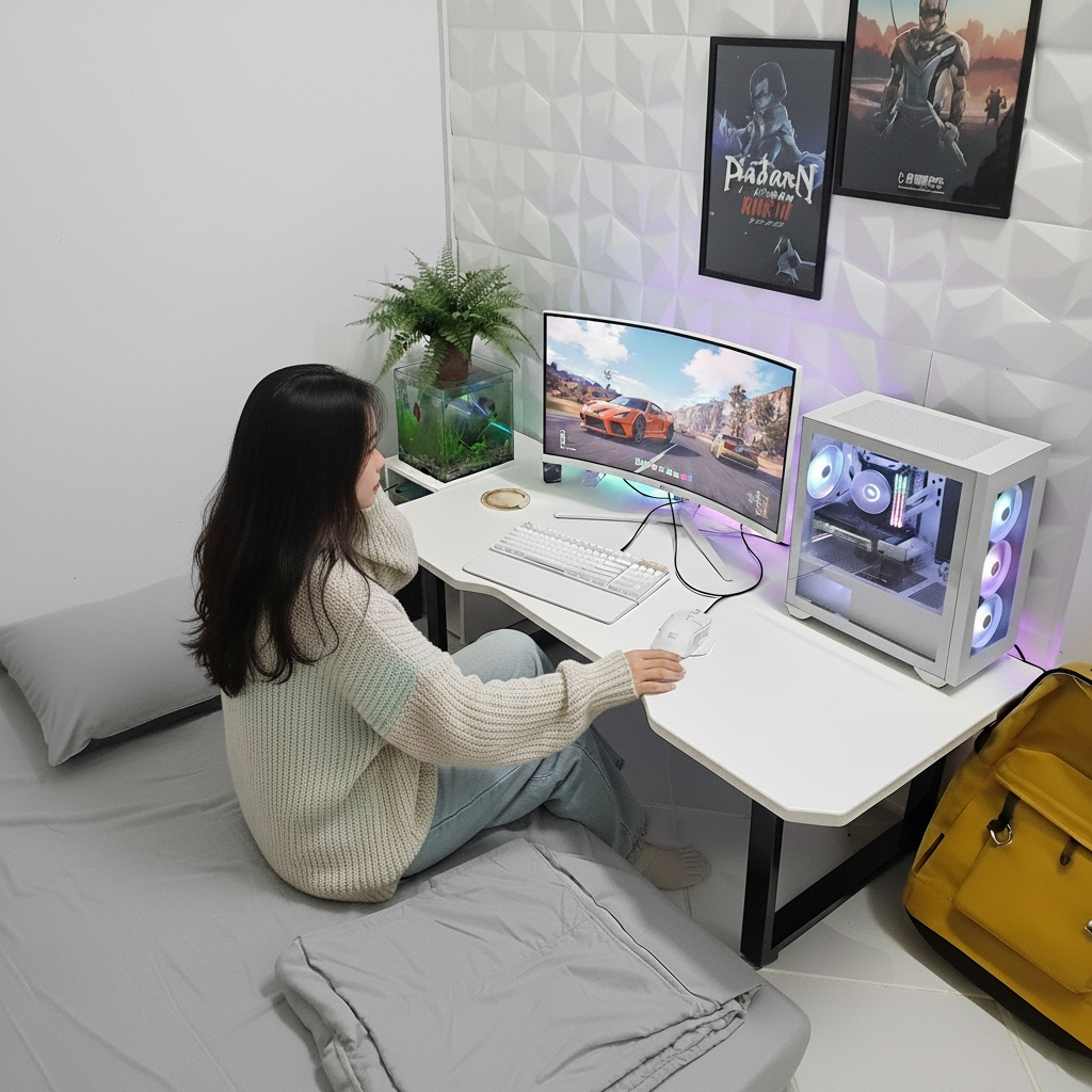 Combo Bàn Ghế Ngồi Bệt Gaming Chữ U V1 FUFUTECH Thiết Kế Hiện Đại, Chân Và Ghế Gấp Gọn Được Size 1m,1m2 | BigBuy360 - bigbuy360.vn