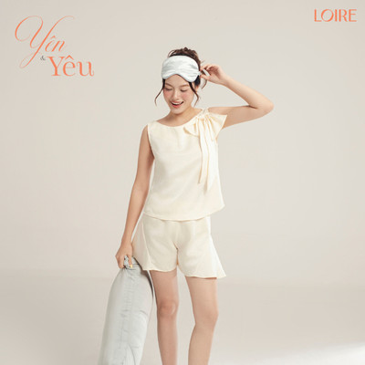 [YÊN&YÊU]Bộ Đồ Ngủ Nữ Loire FDMN250321 Lụa Queen Cao Cấp Áo Sát Nách Nơ Vai + Quần Short Xẻ Sang Trọng