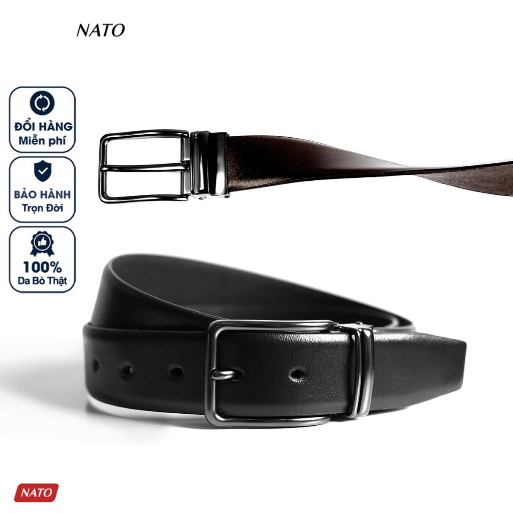 Thắt Lưng Nam Nato Mercury Khóa Lỗ Kim Da Bò Cao Cấp Bền Đẹp Sang Thời Trang Đi Làm Bản Nhỏ 980Gsm