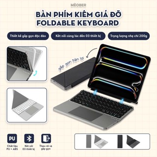  Bàn phím gập kiêm giá đỡ Foldable Keyboard dành cho iPad Smartphone Laptop kết nối Bluetooth 3-in-1 stand cover tháo 