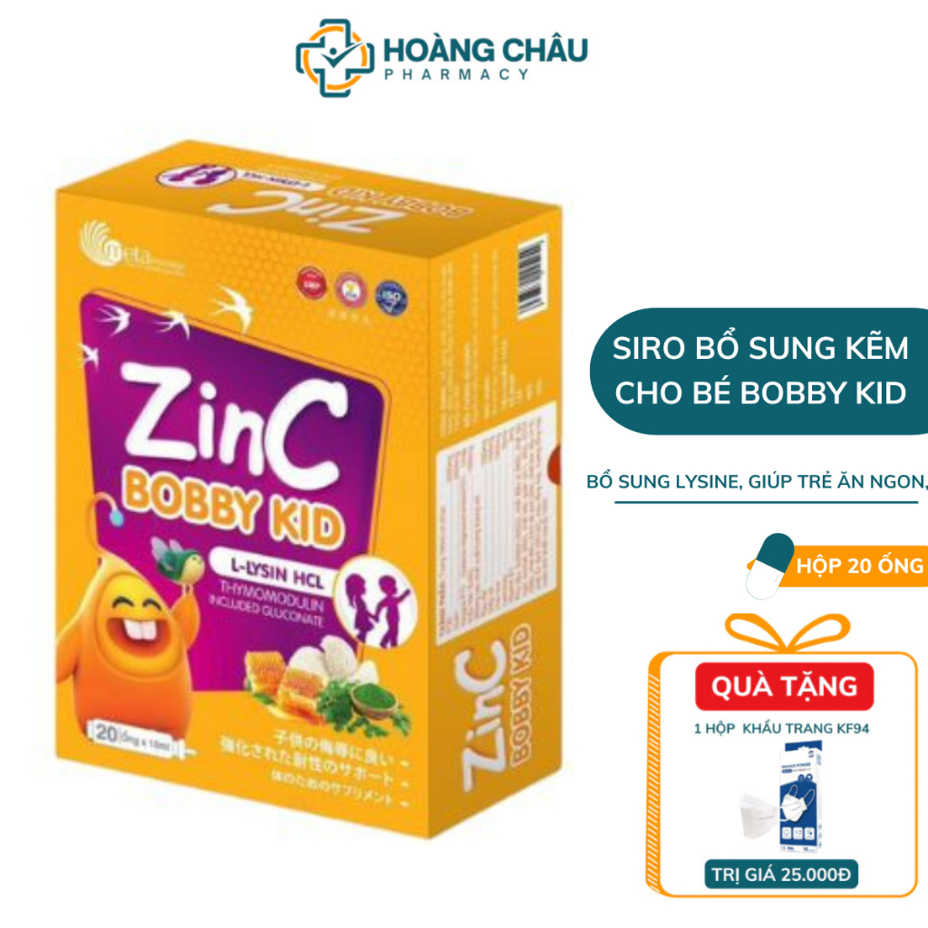 Siro Kẽm Zinc Bobby Kid – Bổ Sung Lysine, Giúp Trẻ Ăn Ngon, Tăng Đề Kháng, Tiêu Hóa Tốt Hộp 20 Ống