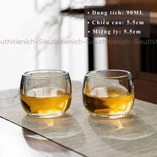 Bộ 6 Chén Uống Trà, Uống Riệu Thủy Tinh Chịu Nhiệt Trong Suốt Dày Dặn 90ml SIÊU THỊ TIỆN ÍCH